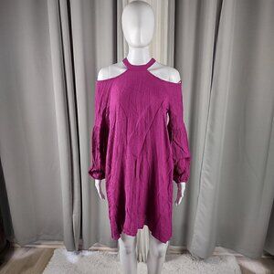 TCEC Women's Light Purple, Off The Shoulder Long Sleeve Midi Dress Size L